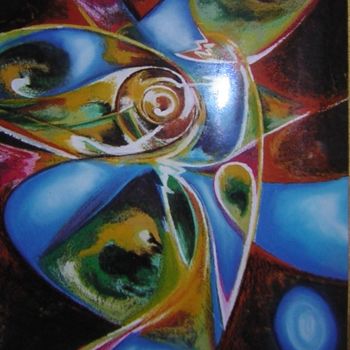 Pittura intitolato "au centre de la ter…" da Carole Bouteiller, Opera d'arte originale, Pastello Montato su Telaio per barel…
