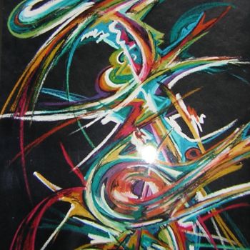 Painting titled "calligraphie" by Carole Bouteiller, Original Artwork, Pastel Mounted on Wood Stretcher frame