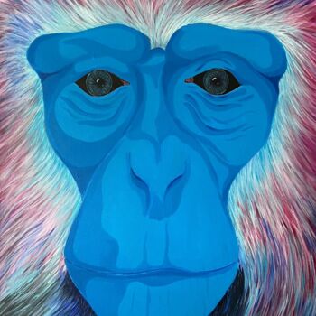 Peinture intitulée "Chimpanzé" par Carole Brunet, Œuvre d'art originale, Acrylique Monté sur Châssis en bois