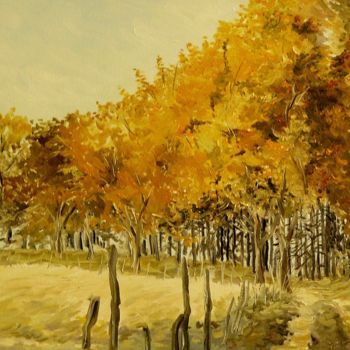 Peinture intitulée "automne doré" par Carole Closkin, Œuvre d'art originale, Huile