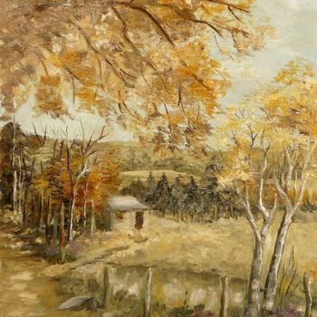 Painting titled "automne" by Carole Closkin, Original Artwork, Oil
