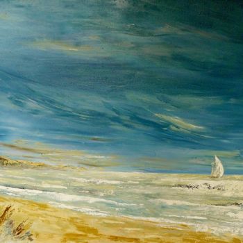 Painting titled "ciel de mer" by Carole Closkin, Original Artwork, Oil