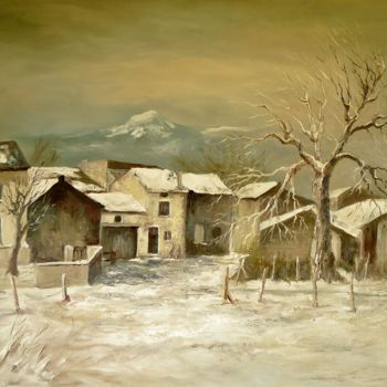 Pintura titulada "un village en hiver" por Carole Closkin, Obra de arte original, Oleo