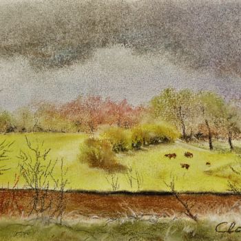 Pintura titulada "Paysage Limousin" por Carole Closkin, Obra de arte original, Pastel