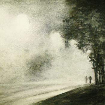 Pintura intitulada "Nuit." por Carole Closkin, Obras de arte originais, Aquarela