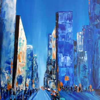 Painting titled "Blue city" by Carole D'Eyssautier, Original Artwork, Acrylic