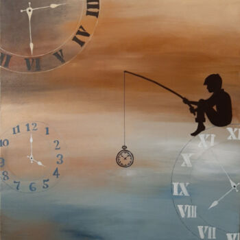 Painting titled "Le pêcheur de temps" by Carole D'Eyssautier, Original Artwork, Acrylic
