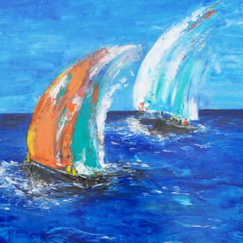 Pintura intitulada "Du vent dans les vo…" por Carole D'Eyssautier, Obras de arte originais, Acrílico Montado em Armação em m…