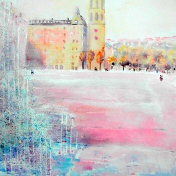 Peinture intitulée "Lyon, Place Antonin…" par Carole D'Eyssautier, Œuvre d'art originale, Aquarelle