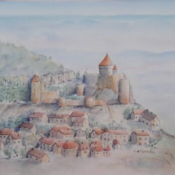Painting titled "Castelnau" by Carole D'Eyssautier, Original Artwork, Watercolor