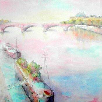 Peinture intitulée "Lyon, Quai du Rhône" par Carole D'Eyssautier, Œuvre d'art originale, Aquarelle