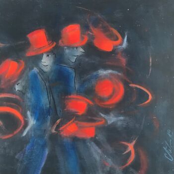 Malerei mit dem Titel "chapeaux!" von Carole Gaia, Original-Kunstwerk, Öl
