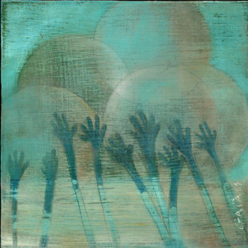 Malerei mit dem Titel "bulles.jpg" von Carole Gaia, Original-Kunstwerk, Öl