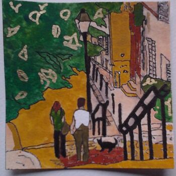 Painting titled "Montmartre" by Carole Lettry, Original Artwork, Watercolor