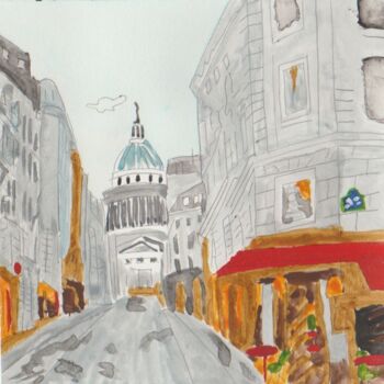 Painting titled "Le Panthéon" by Carole Lettry, Original Artwork, Watercolor