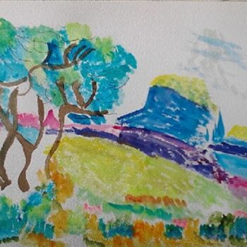 Painting titled "Les Baux de Provence" by Carole Lettry, Original Artwork, Watercolor