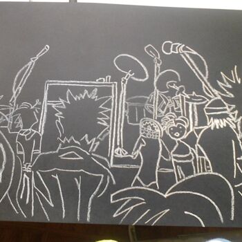 Tekening getiteld "Le concert" door Carole Lettry, Origineel Kunstwerk, Pastel