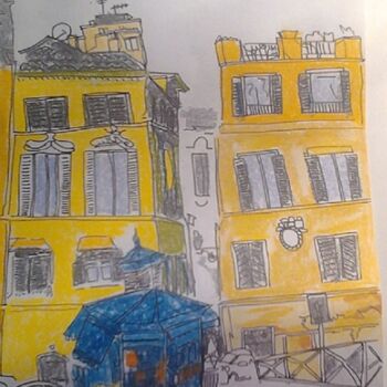 Tekening getiteld "rue de Rome" door Carole Lettry, Origineel Kunstwerk, Pastel