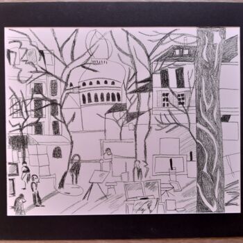 Σχέδιο με τίτλο "Paris Montmartre" από Carole Lettry, Αυθεντικά έργα τέχνης, Παστέλ