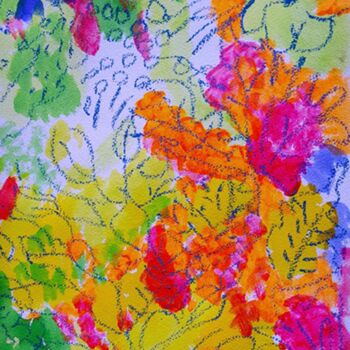Drawing titled "Le Jardin" by Carole Lettry, Original Artwork, Watercolor