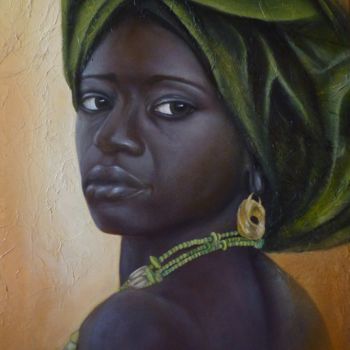 Peinture intitulée "regard-d-afrique.jpg" par Carole Moutte, Œuvre d'art originale, Huile