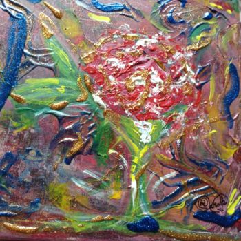 Painting titled "La rose" by Carole Ribes, Original Artwork, Acrylic