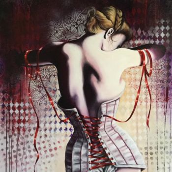Peinture intitulée "corset rouge" par Carole Assié, Œuvre d'art originale, Acrylique Monté sur Châssis