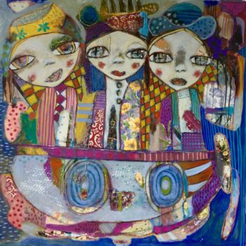 Malarstwo zatytułowany „Triumvirat” autorstwa Carole Jeulin, Oryginalna praca, Akryl