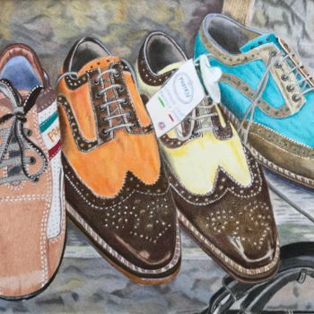 Drawing titled "Italian Shoes" by Carole Mcalpine, Original Artwork, Pencil