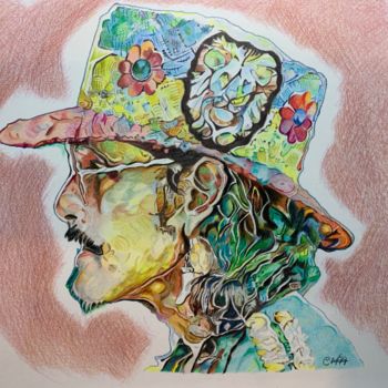 Drawing titled "Psychedelic man" by Carole Mcalpine, Original Artwork, Pencil