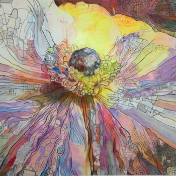 Dessin intitulée "Fantacy Flower 2" par Carole Mcalpine, Œuvre d'art originale, Crayon