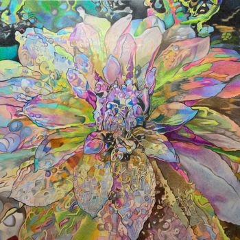 Dessin intitulée "Fantacy Flower 5 -…" par Carole Mcalpine, Œuvre d'art originale, Crayon