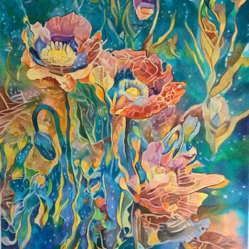 Картина под названием "Fantacy Flower 6 “O…" - Carole Mcalpine, Подлинное произведение искусства, Карандаш