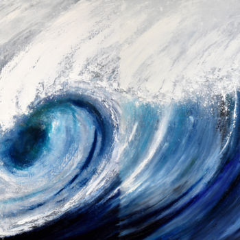 Pittura intitolato "La grande vague (di…" da Carole Sebton, Opera d'arte originale, Olio Montato su Telaio per barella in le…