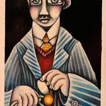Ζωγραφική με τίτλο "Buster Keaton" από Carolina Cabrera, Αυθεντικά έργα τέχνης, Ακρυλικό
