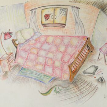 Disegno intitolato "Habitación" da Carolina Camacho, Opera d'arte originale, Matita