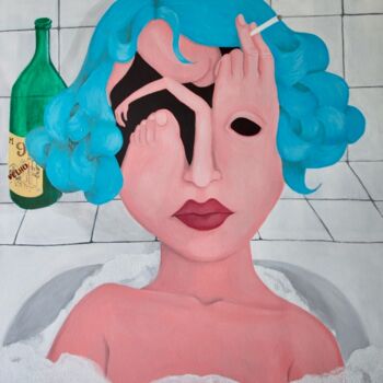 Pintura titulada "Dona no banho" por Carolina Fernandes, Obra de arte original, Acrílico Montado en Bastidor de camilla de m…