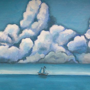 Картина под названием "Под облаками.jpg" - Carolina Moon, Подлинное произведение искусства, Масло