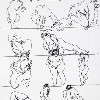 Gravures & estampes intitulée ""Gordas en renglone…" par Carolina Tangassi, Œuvre d'art originale, Sérigraphie