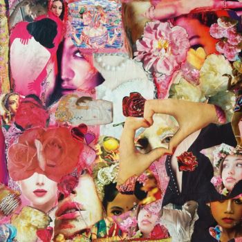 Collages intitolato "Octobre Rose" da Caro, Opera d'arte originale, Collages