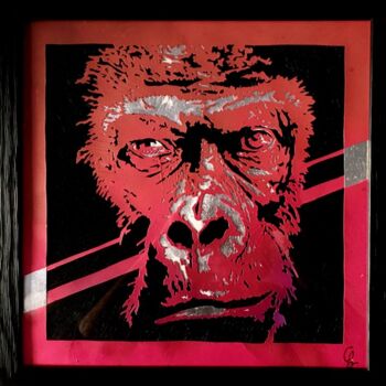Schilderij getiteld "Gorille" door Caroline Beaulieu, Origineel Kunstwerk, Stencil