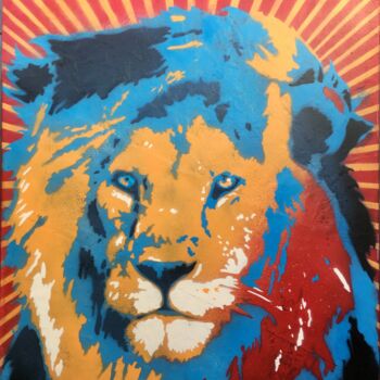 Painting titled "Roi lion" by Caroline Beaulieu, Original Artwork, Spray paint