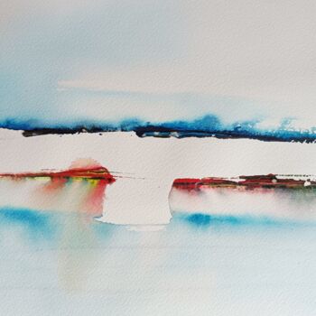 Painting titled "Blue ice" by Caroline Boucher, Original Artwork, Watercolor