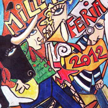 Digital Arts titled "Feria de Millas" by Caroline Cavalier, Original Artwork, Acrylic