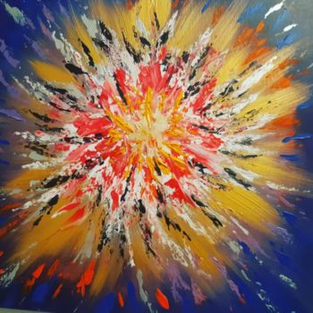 Painting titled "Couleurs explosives" by Caroline Colomina, Original Artwork, Acrylic Mounted on Wood Stretcher frame