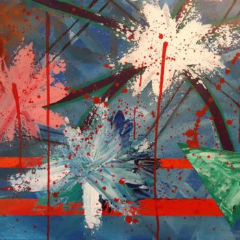 Pintura titulada "Direction les Flora…" por Caroline Colomina, Obra de arte original, Acrílico Montado en Bastidor de camill…