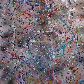 Painting titled "Dispersions" by Caroline Colomina, Original Artwork, Acrylic Mounted on Wood Stretcher frame