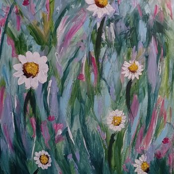 Pintura titulada "Expression florale" por Caroline Colomina, Obra de arte original, Acrílico Montado en Bastidor de camilla…