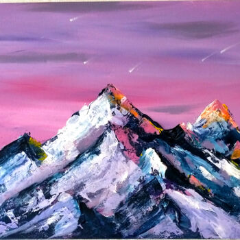 Peinture intitulée "Montagne enneigée" par Caroline Coupaye, Œuvre d'art originale, Acrylique