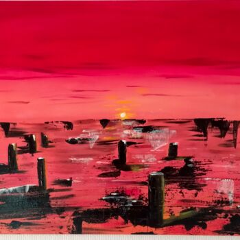 Peinture intitulée "coucher soleil" par Caroline Coupaye, Œuvre d'art originale, Acrylique